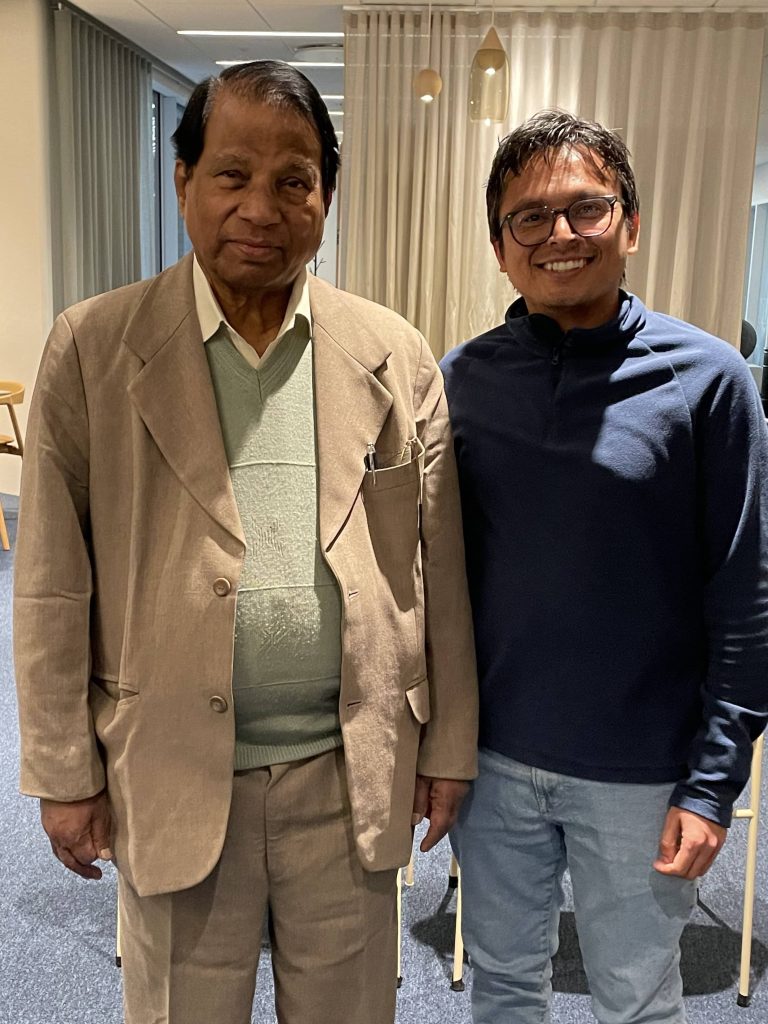 Prabodha with the founder and Chancellor of VIT University Dr. G. Vishwanathan at Stockholm Sweden, Sweden, May 2023